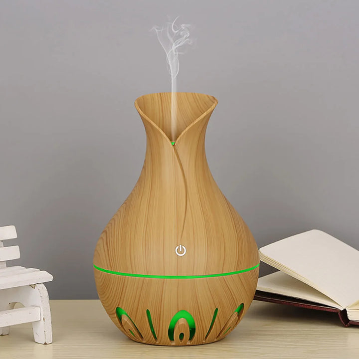 Electric Air Humidifier Ultrasonic Wood Grain Humidifier/Diffuser, Essential Oils Aromatherapy Diffuser Mini Mist Maker