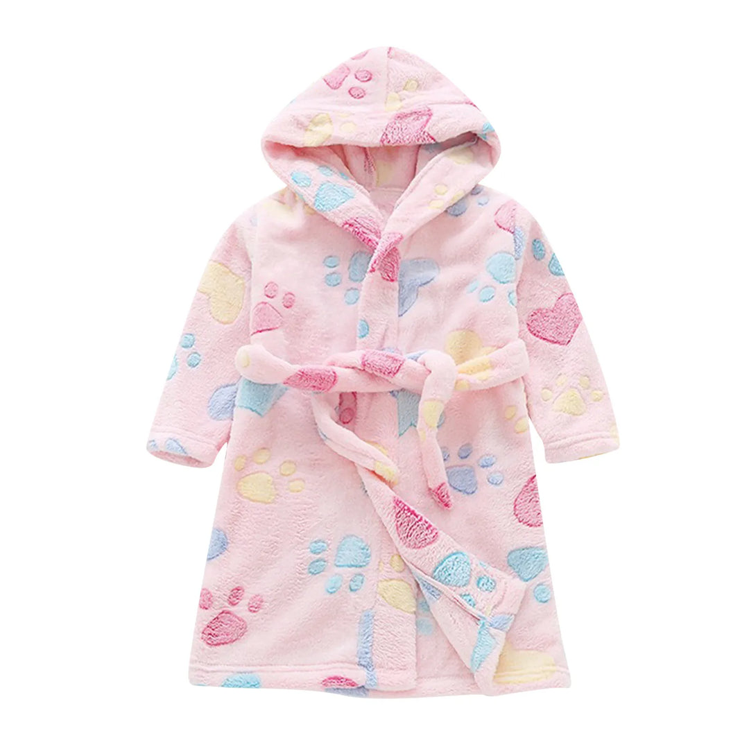 Kids Cute Cartoon Hooded Bathrobes