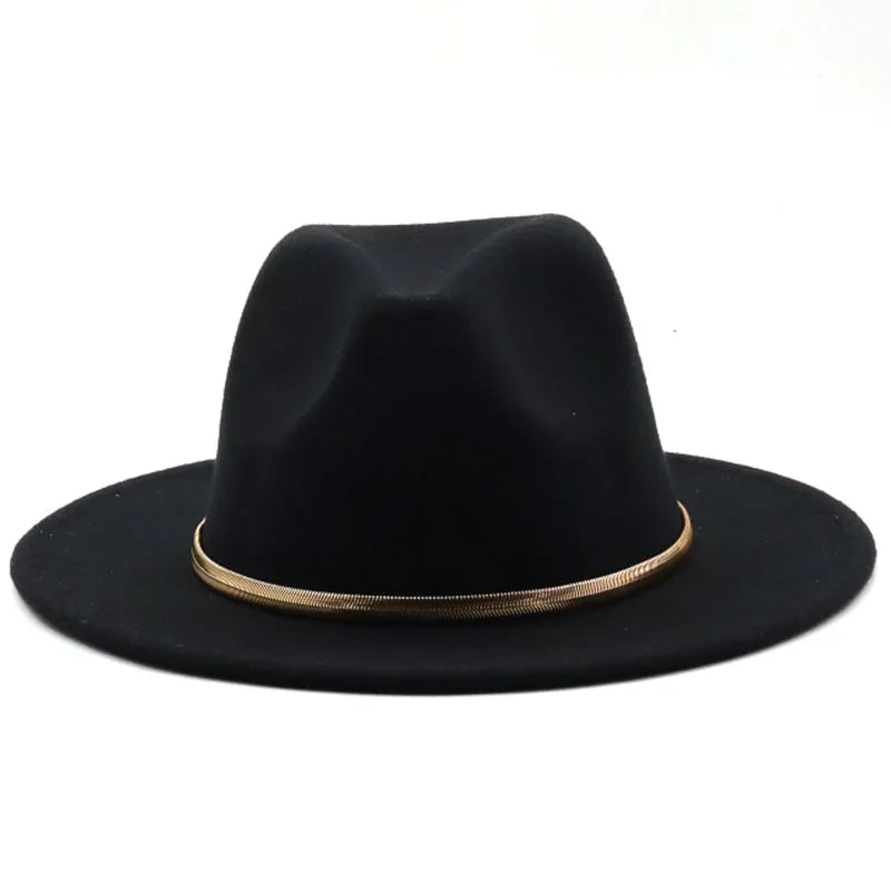 Black/green Wide Brim Simple Church Derby Top Hat Panama Solid Felt Fedoras Hat for Men Women artificial wool Blend Jazz Cap