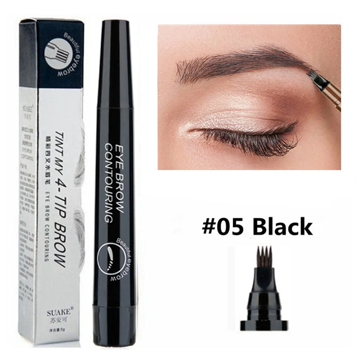 5 Color Eyebrow Pen Waterproof 4 Fork Tip Brows Tattoo Pencil Long Lasting Natural Dark Brown Liquid Eye Brow Pencil for Brazil