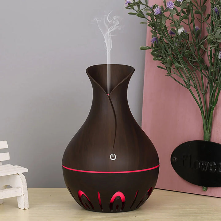 Electric Air Humidifier Ultrasonic Wood Grain Humidifier/Diffuser, Essential Oils Aromatherapy Diffuser Mini Mist Maker