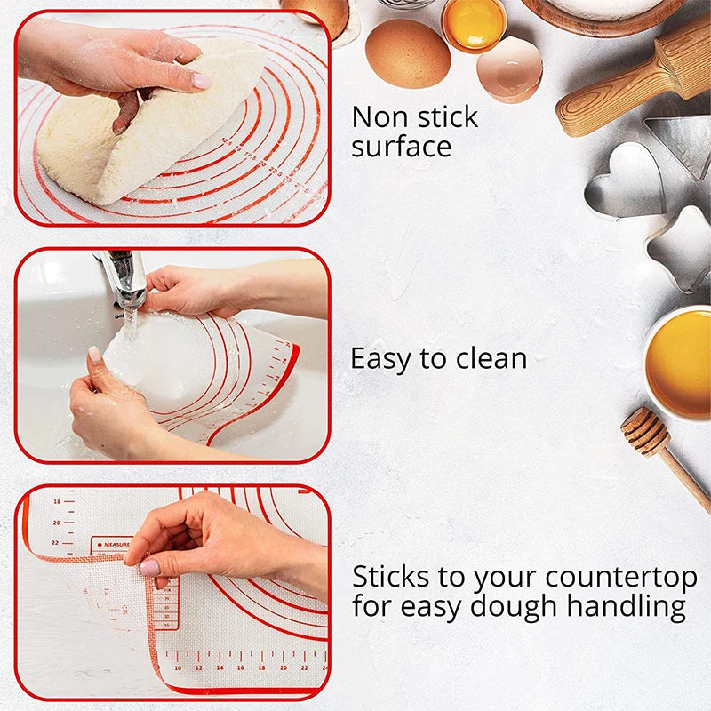 Oversize 80/70/60cm Silicone Baking Mat Rolling Kneading Pad Pastry Tools Crepes Pizza Dough Non-Stick Silicone Mat For Kitchen