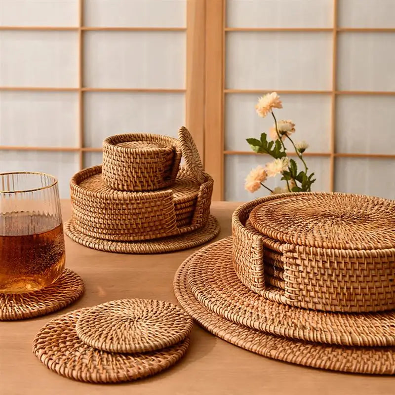 Stylish Rattan Coasters - Durable, Insulating, and Perfect for Any Occasion!