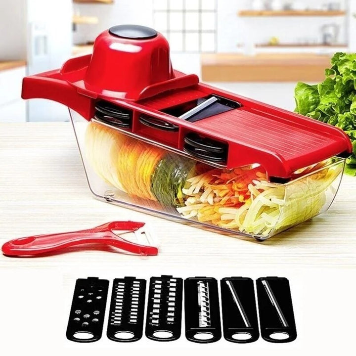 6 In 1 Vegetable Slicer & Cutter with Steel Blade  Slicer Potato Peeler Carrot Grater Dicer Kitchen Accessories convenient