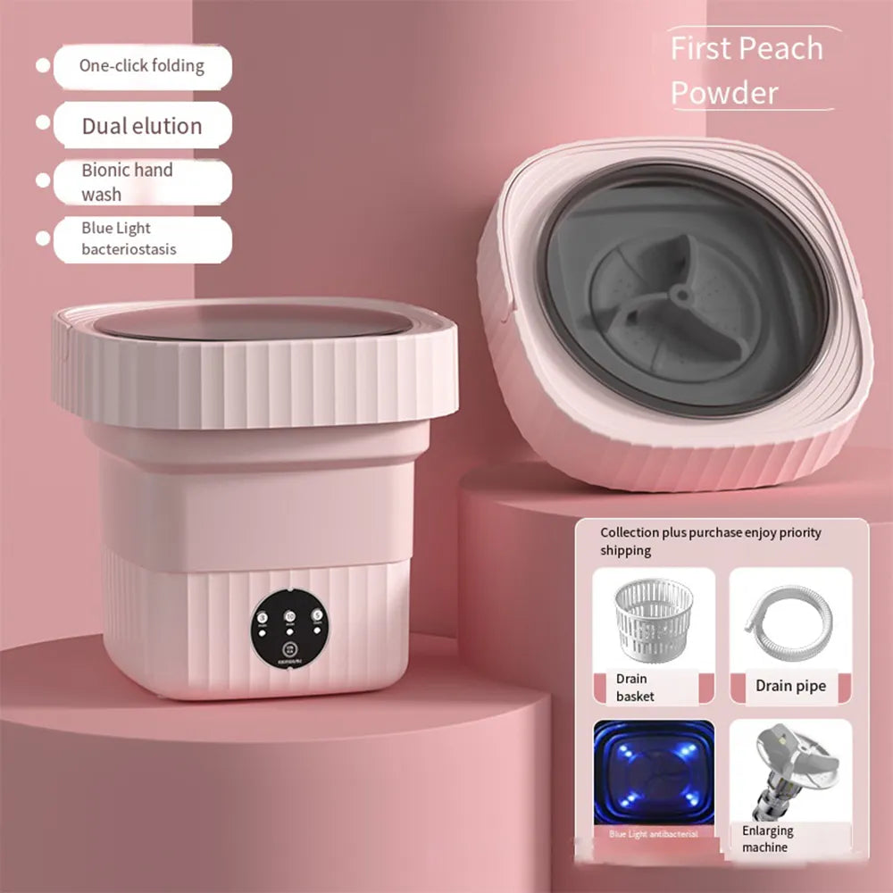 10L Mini Folding Portable Washing Machines with Centrifuge Dryer for Clothes Tourist Travel Home Sock Bra Small Underwear Washer