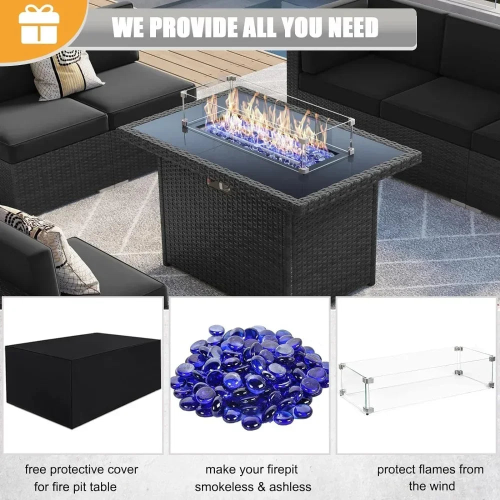 Outdoor Furniture Set with Gas Fire Pit Table & 55000 BTU