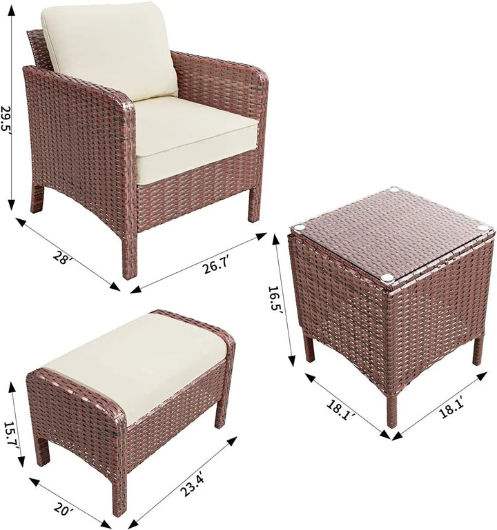 Sturdy 5pc Outdoor Wicker Furniture Set