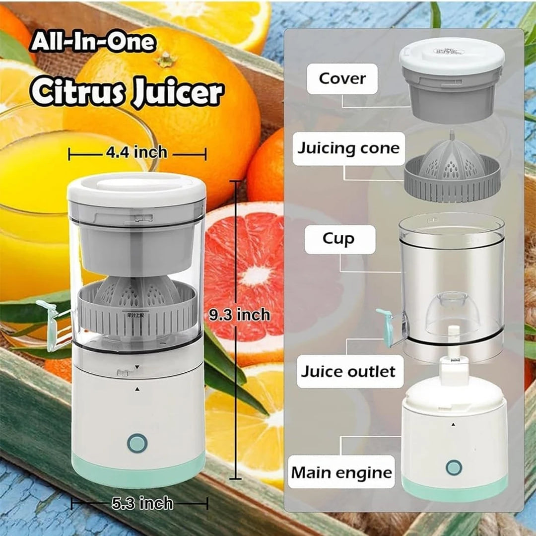 Portable Electric Citrus Juicer - USB Charging, Fresh & Seedless Juice - BPA-Free Material