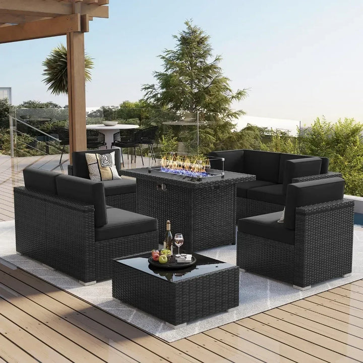 Outdoor Furniture Set with Gas Fire Pit Table & 55000 BTU