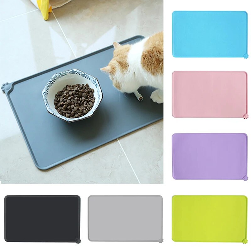 Silicone Waterproof Pet Mat For Dog Cat Pet Food Pad Pet Bowl Drinking Mat Dog Feeding Placemat Portable Outdoor Feeding