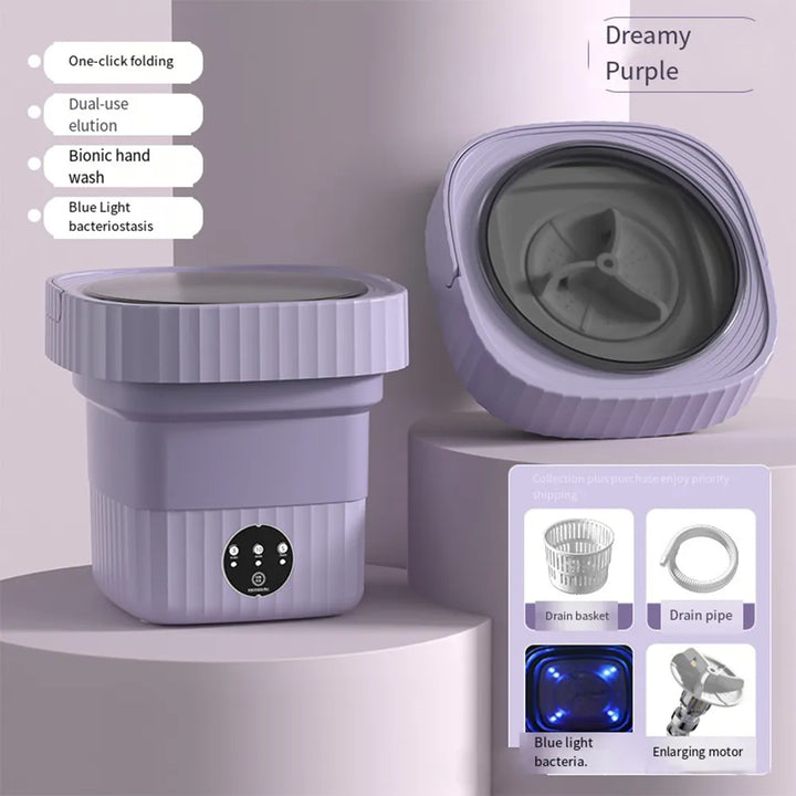 10L Mini Folding Portable Washing Machines with Centrifuge Dryer for Clothes Tourist Travel Home Sock Bra Small Underwear Washer