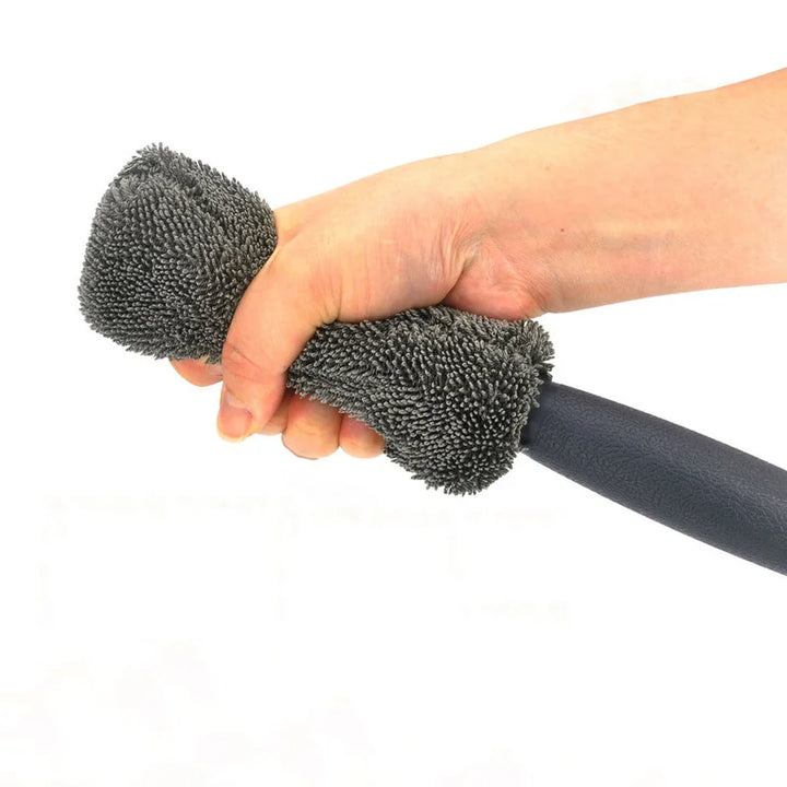 Microfiber Car Wash Brush for Detailing and Cleaning - Durable Tire Scrubber for Auto and Motorcycle - Gray