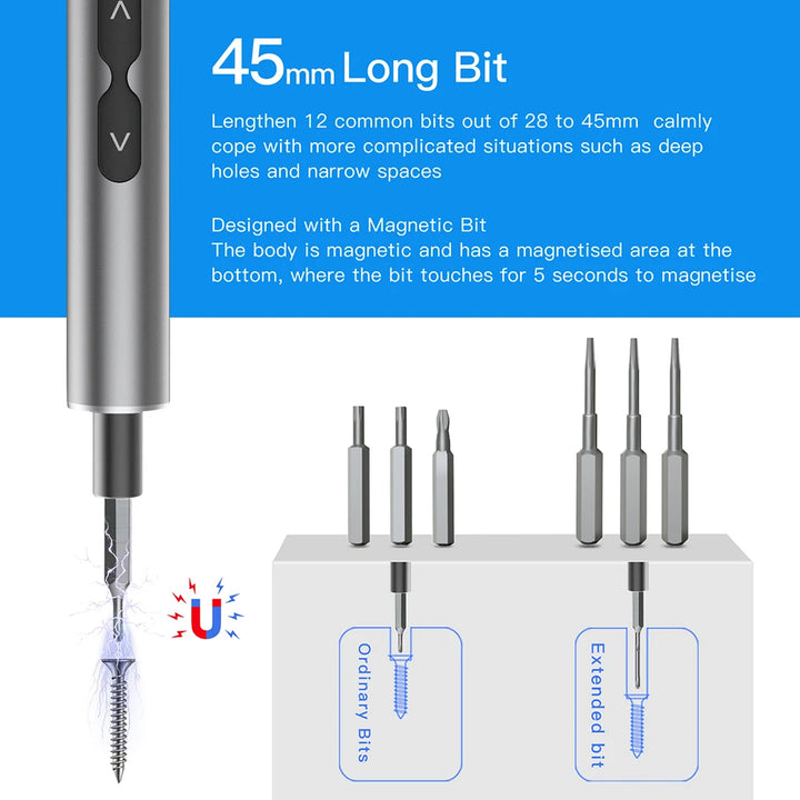 62/6 in 1 Electric Screwdriver Set Precision Handle Portable Power Tool Kits Wireless Cordless Small Bits for Phone Watch Repair