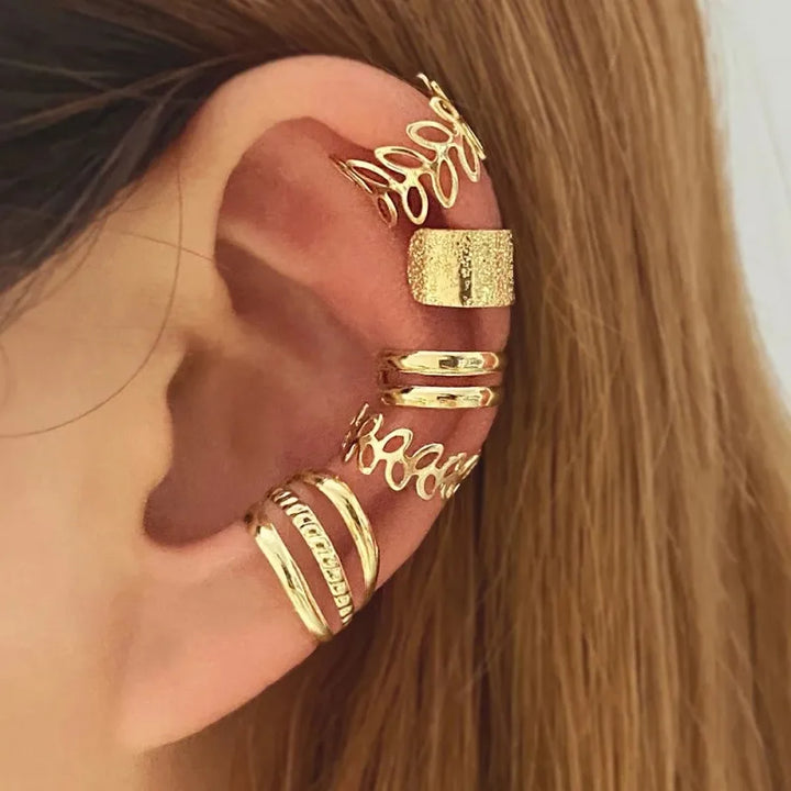 Vintage Gold Leaves Ear Cuff Set