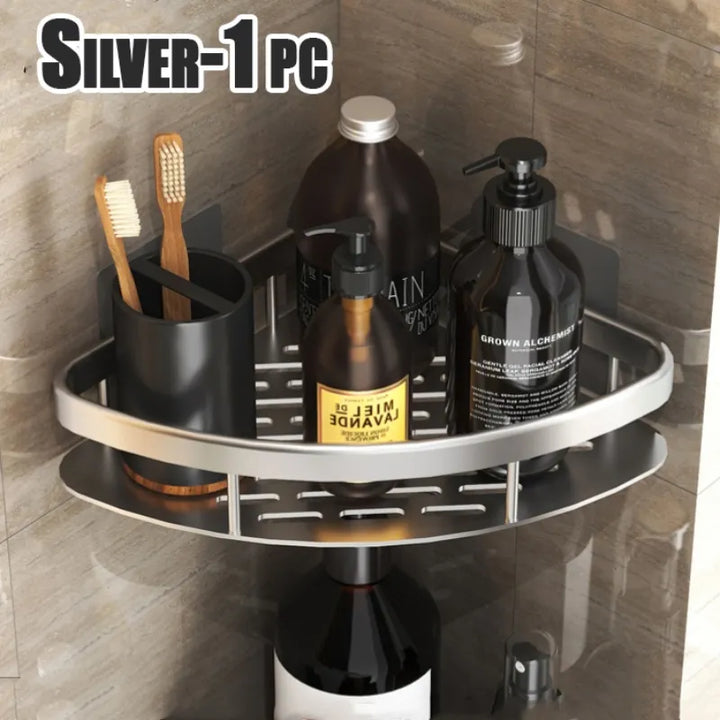 Aluminum Bathroom Shelf Organizer No Drill - Space Saving Shower Storage