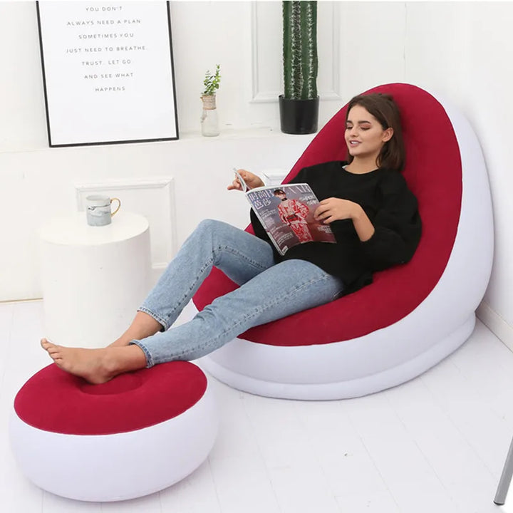 Portable Inflatable Sofa with Foot Pad