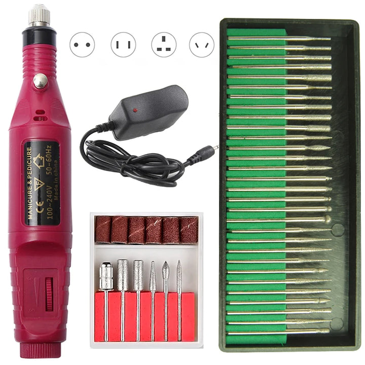 Professional Electric Nail Drill Set - Quiet & Smooth Operation, Multiple Speeds & Attachments - Perfect for Manicures & Pedicures