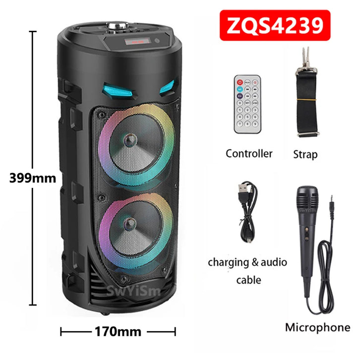 Powerful 30W Bluetooth Speaker with Wireless Microphone - Outdoor Party Karaoke Subwoofer