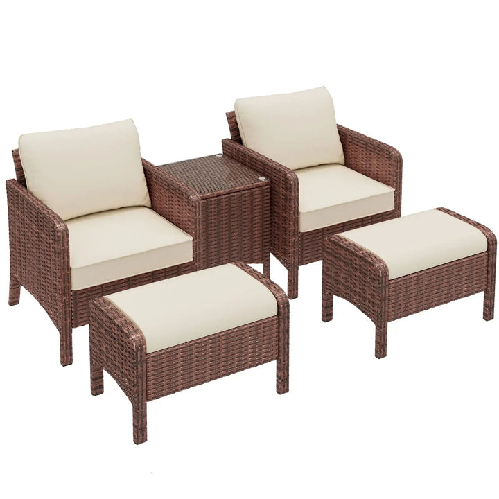 Sturdy 5pc Outdoor Wicker Furniture Set