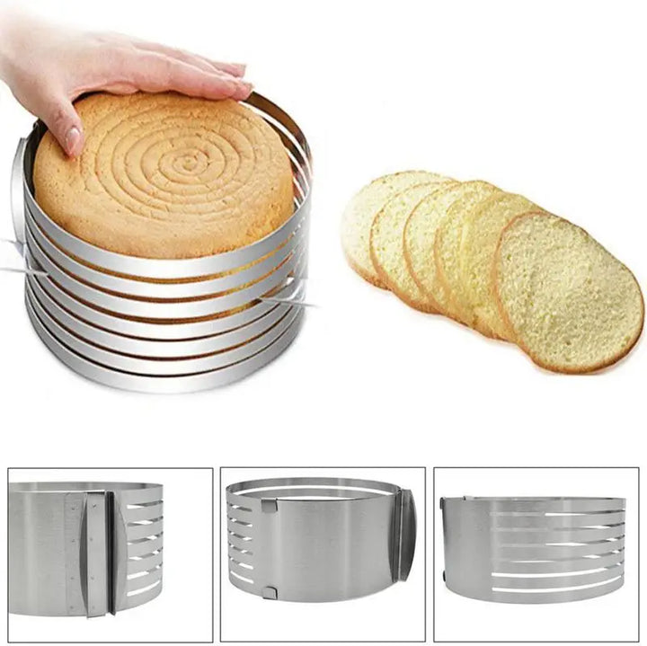 Round Bread Cake Cutter Slicer Steel Cake Mousse Baking Mould Ring Adjustable Tool Mold