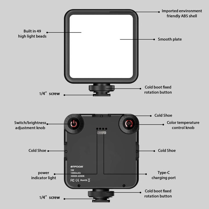 Portable LED Clip Video Light