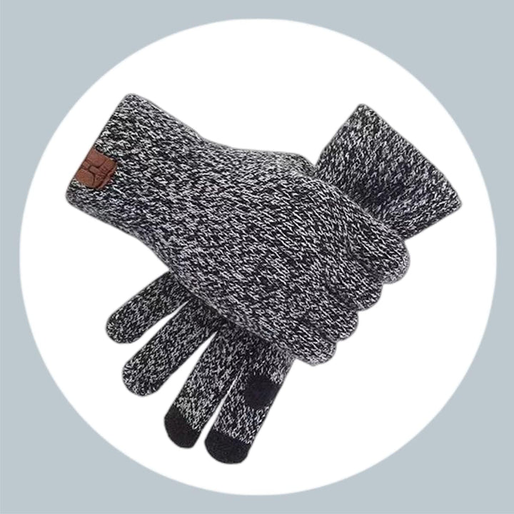 3PCS in 1 Winter Warm Knit Beanie Hat+Long Scarf+Touchscreen Gloves Set with Knit Fleece Lined for Men