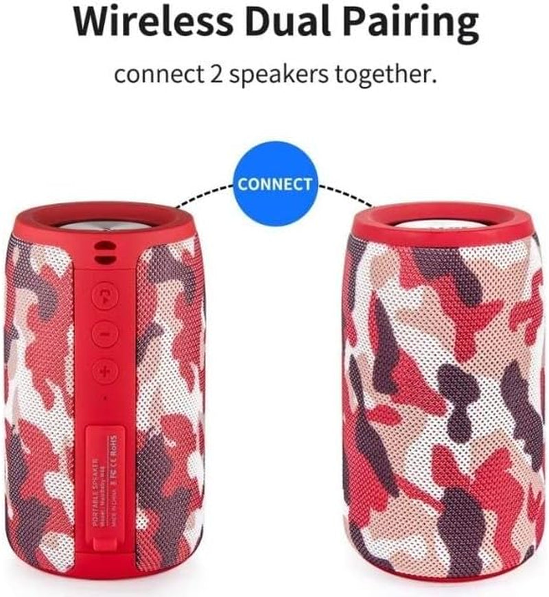 Bluetooth Speaker,Musibaby Speaker,Wireless,Waterproof,Outdoor,Portable Speaker,Dual Pairing,Loud Stereo,Booming Bass,1500 Min Playtime Wireless Speaker for Home,Iphone,Party,Gifts(Camo Red)