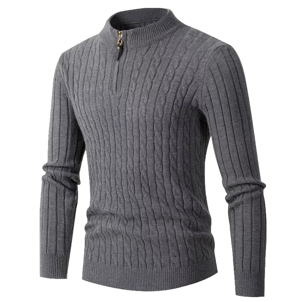 Sweaters for Men Cable Knit Crew Neck Top Long Sleeve Dressy Casual Fall and Winter Quarter Zip Pullover Sweater