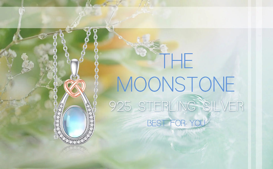 AOVEAO Moonstone Necklace 925 Sterling Silver Teardrop Pendant Necklaces for Women Mom Daughter Niece Wife Birthday Jewelry Gifts