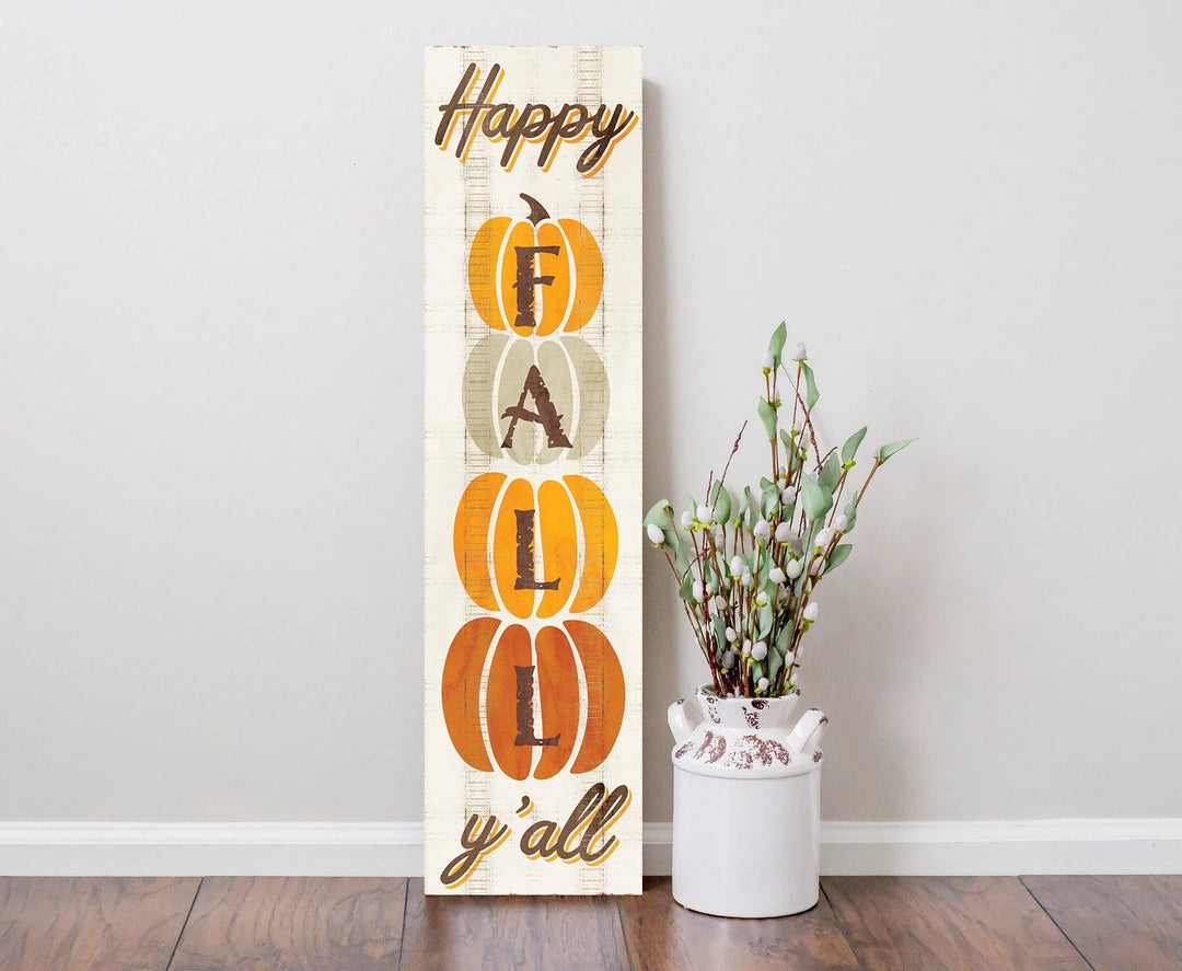 36In "Happy Fall Y'All" Wooden Porch Sign - Seasonal Front Door Decor for Autumn Celebrations