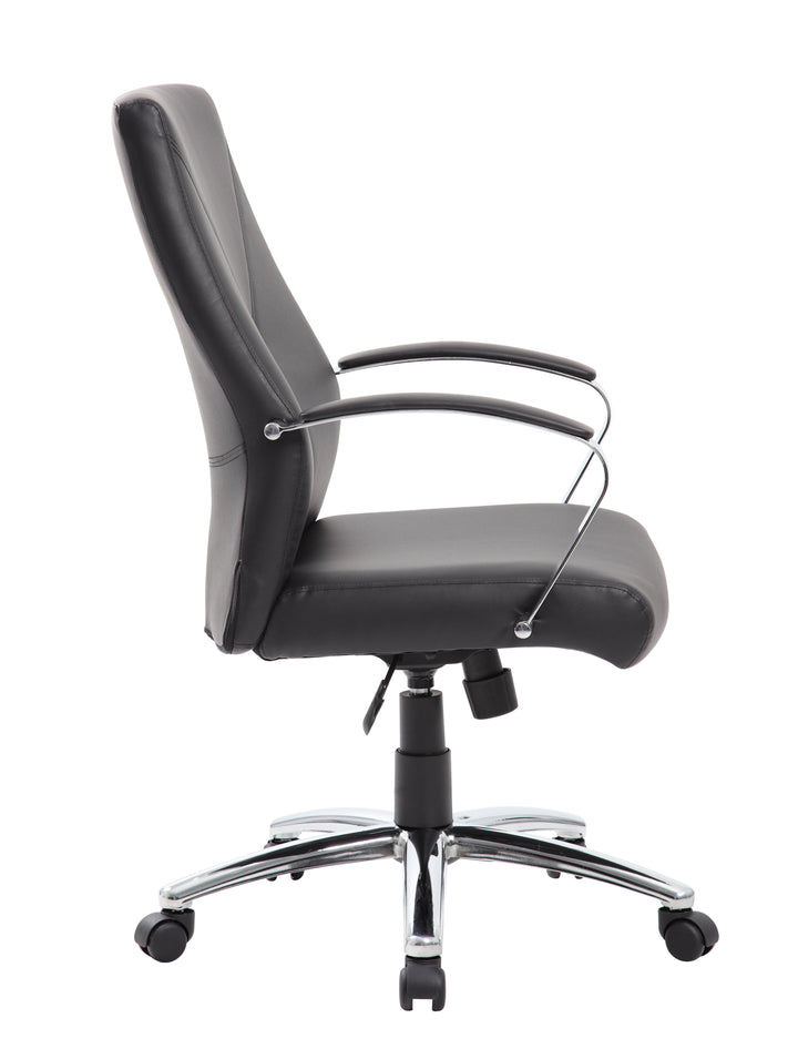 Leatherplus Home Office Adjustable Executive Chair with Casters, Black