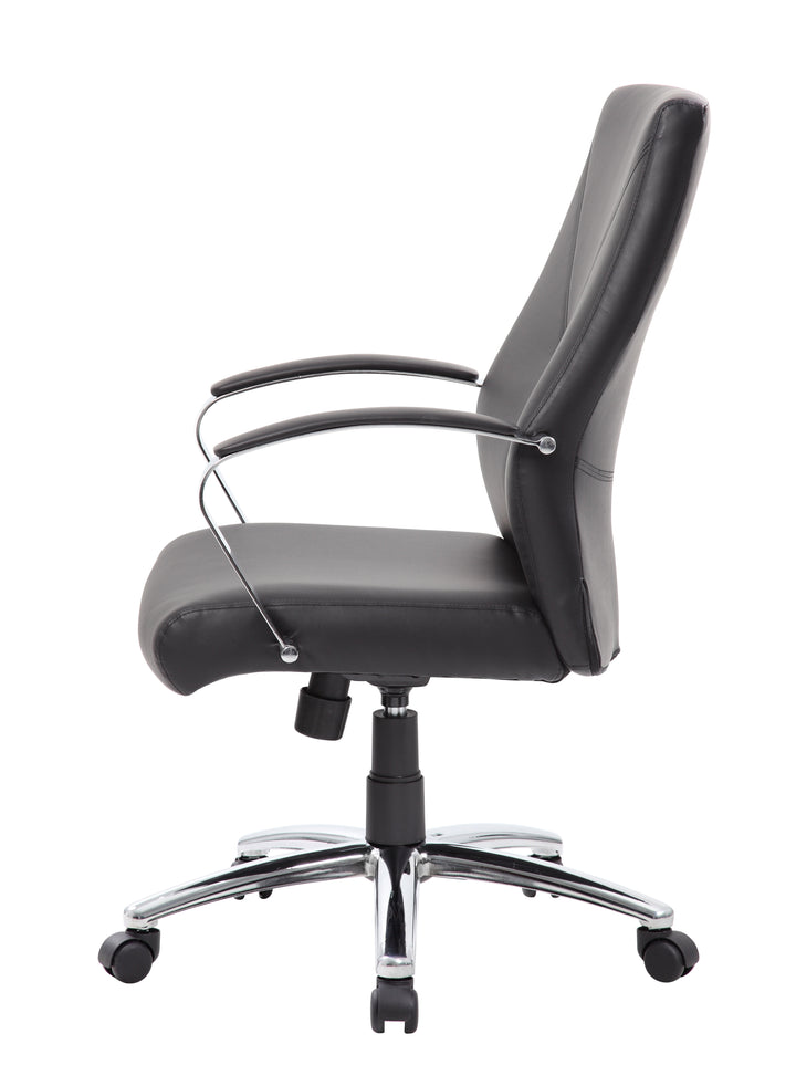 Leatherplus Home Office Adjustable Executive Chair with Casters, Black