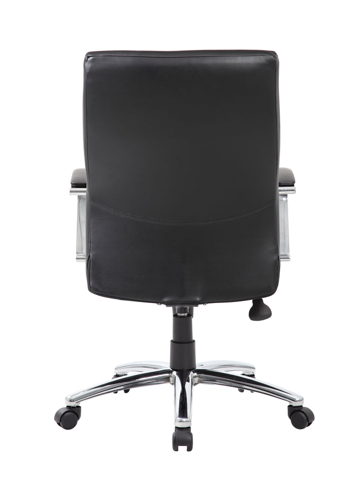 Leatherplus Home Office Adjustable Executive Chair with Casters, Black