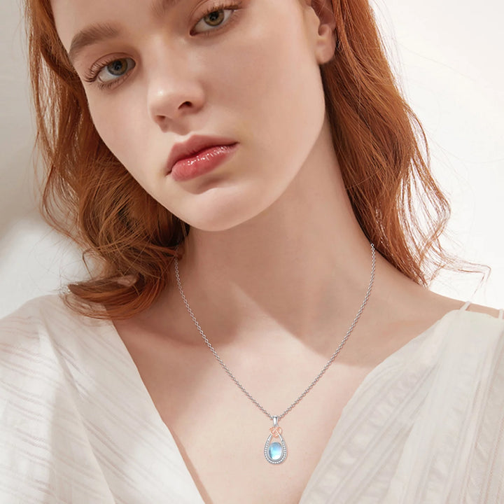 AOVEAO Moonstone Necklace 925 Sterling Silver Teardrop Pendant Necklaces for Women Mom Daughter Niece Wife Birthday Jewelry Gifts