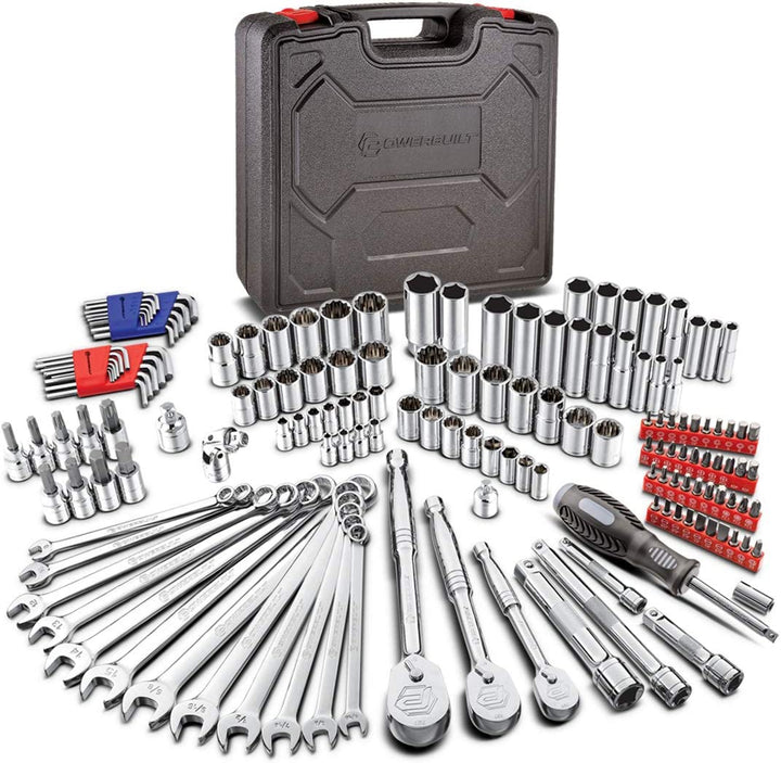 200 Piece 1/4-Inch, 3/8-Inch, and 1/2-Inch Drive Mechanics Tool Set - with SAE and Metric Socket Set,  XT 90 Tooth Seal-Head Ratchets, Including Case - 642472