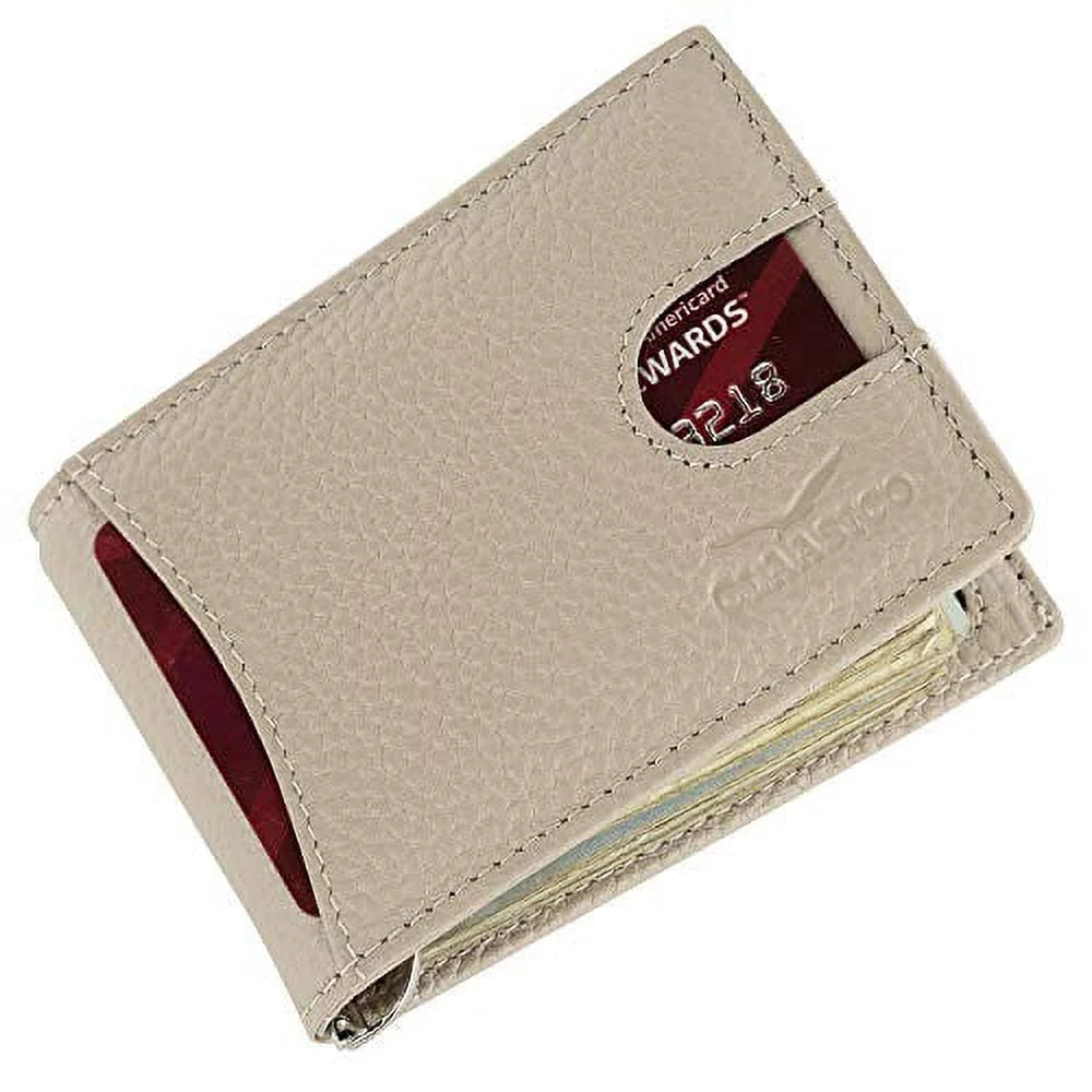 Super Slim RFID Leather Wallet for Men Card Holder with Money Clip Prefect for Travel & Front Pocket Use