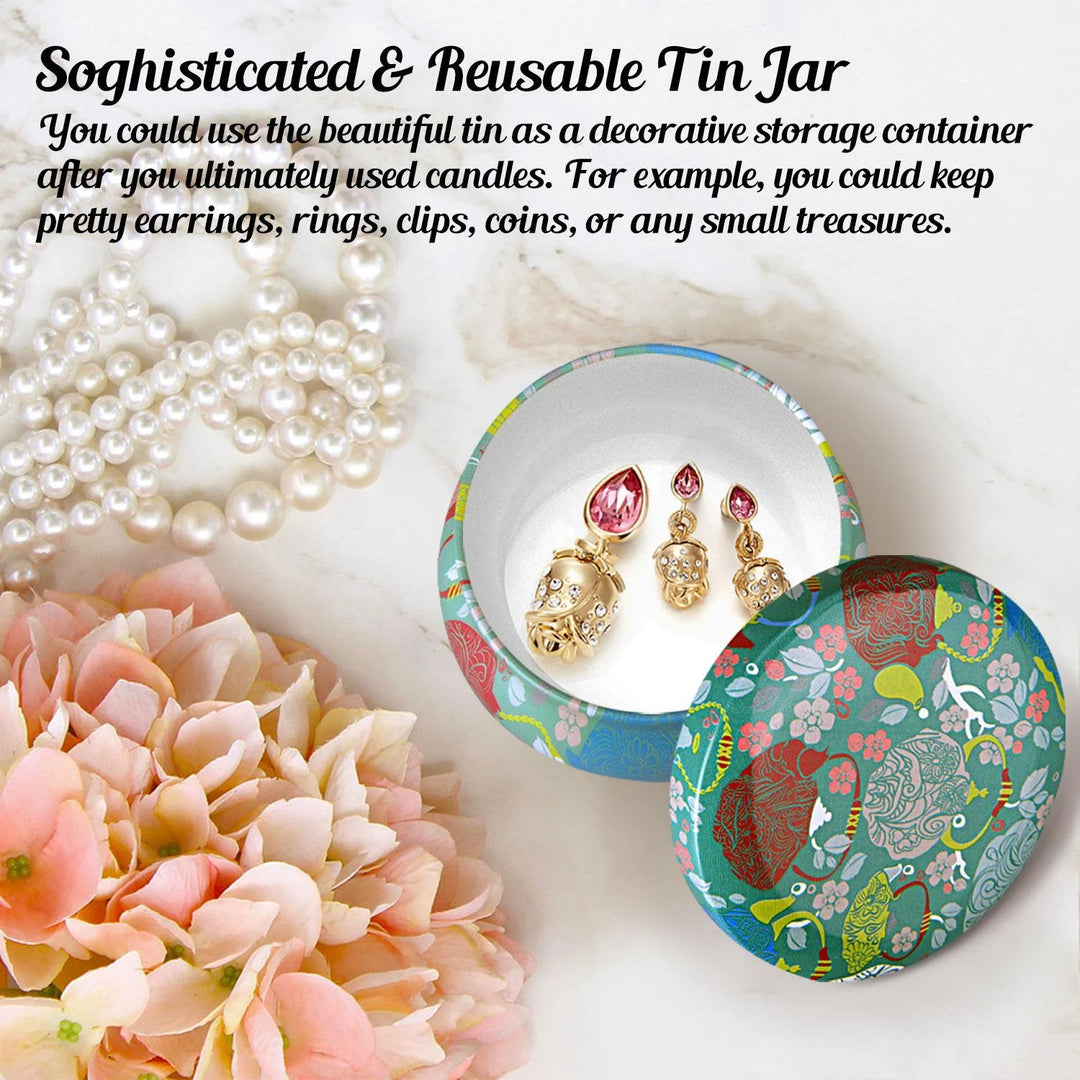 Woliwowa Scented Candles Gift Set, Aromatherapy Candles Gifts for Women,Lavender,Vanilla,Lemon,Jasmine,Natural Soy Wax Portable Travel Tin Candle,4 X 4.4 Oz