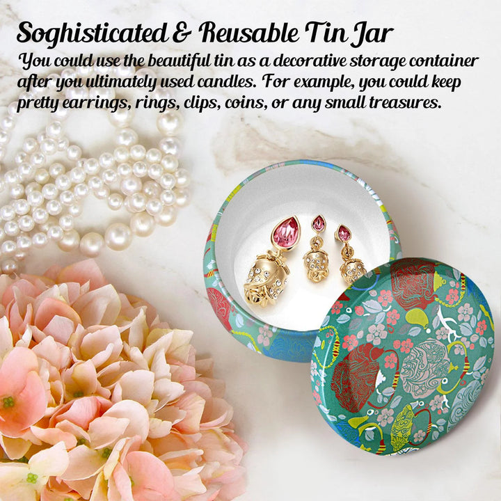 Woliwowa Scented Candles Gift Set, Aromatherapy Candles Gifts for Women,Lavender,Vanilla,Lemon,Jasmine,Natural Soy Wax Portable Travel Tin Candle,4 X 4.4 Oz