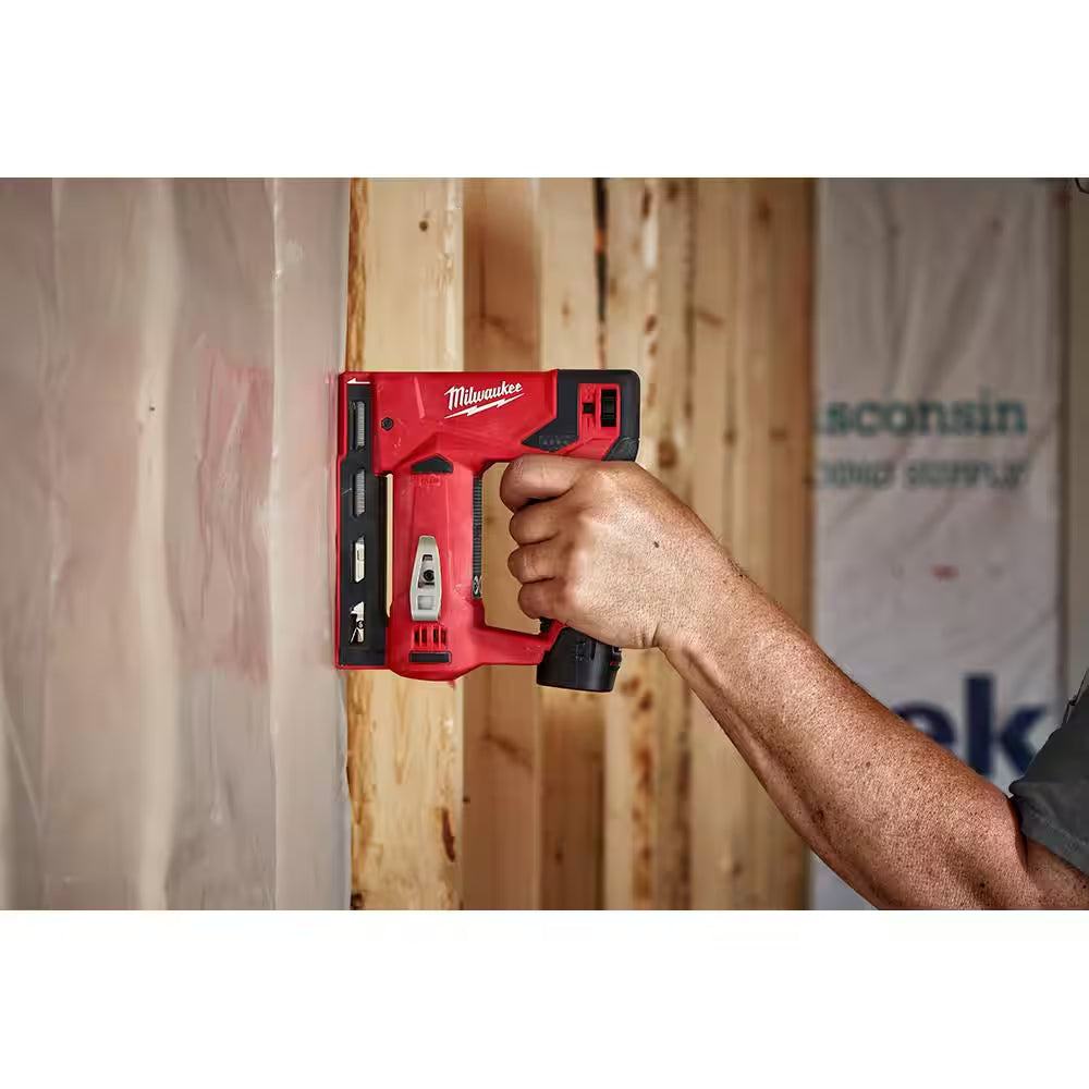 M12 12-Volt Lithium-Ion Cordless 3/8 In. Crown Stapler Kit with 2.0 AH Battery and Charger