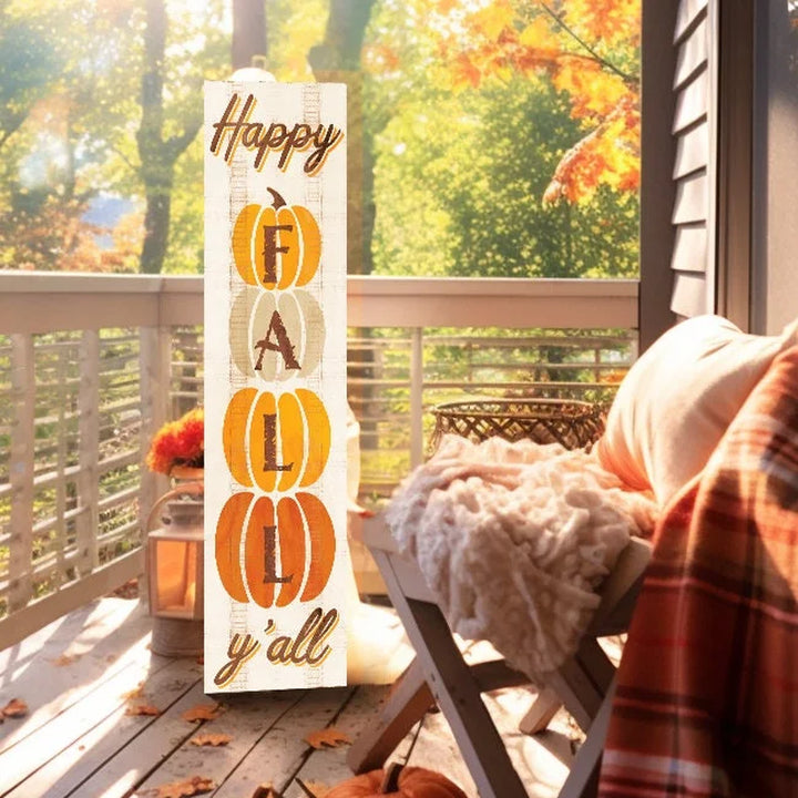 36In "Happy Fall Y'All" Wooden Porch Sign - Seasonal Front Door Decor for Autumn Celebrations