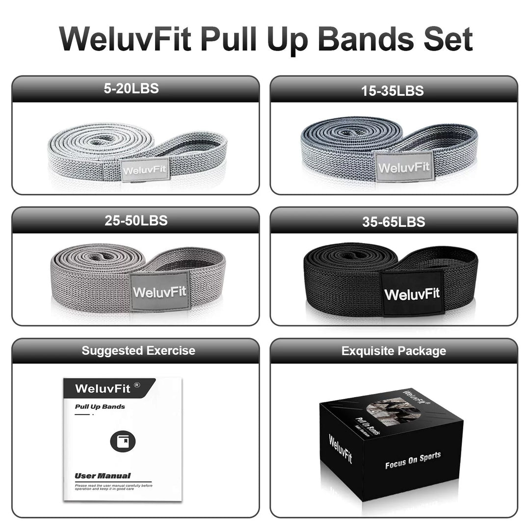 Long Resistance Bands, Weluvfit Workout Bands Resistance for Women and Men, Fitness Loop Booty Stretch Exercise Bands for Full Body Workout & Weight Training, Pull up Assistance Bands for Home Gym