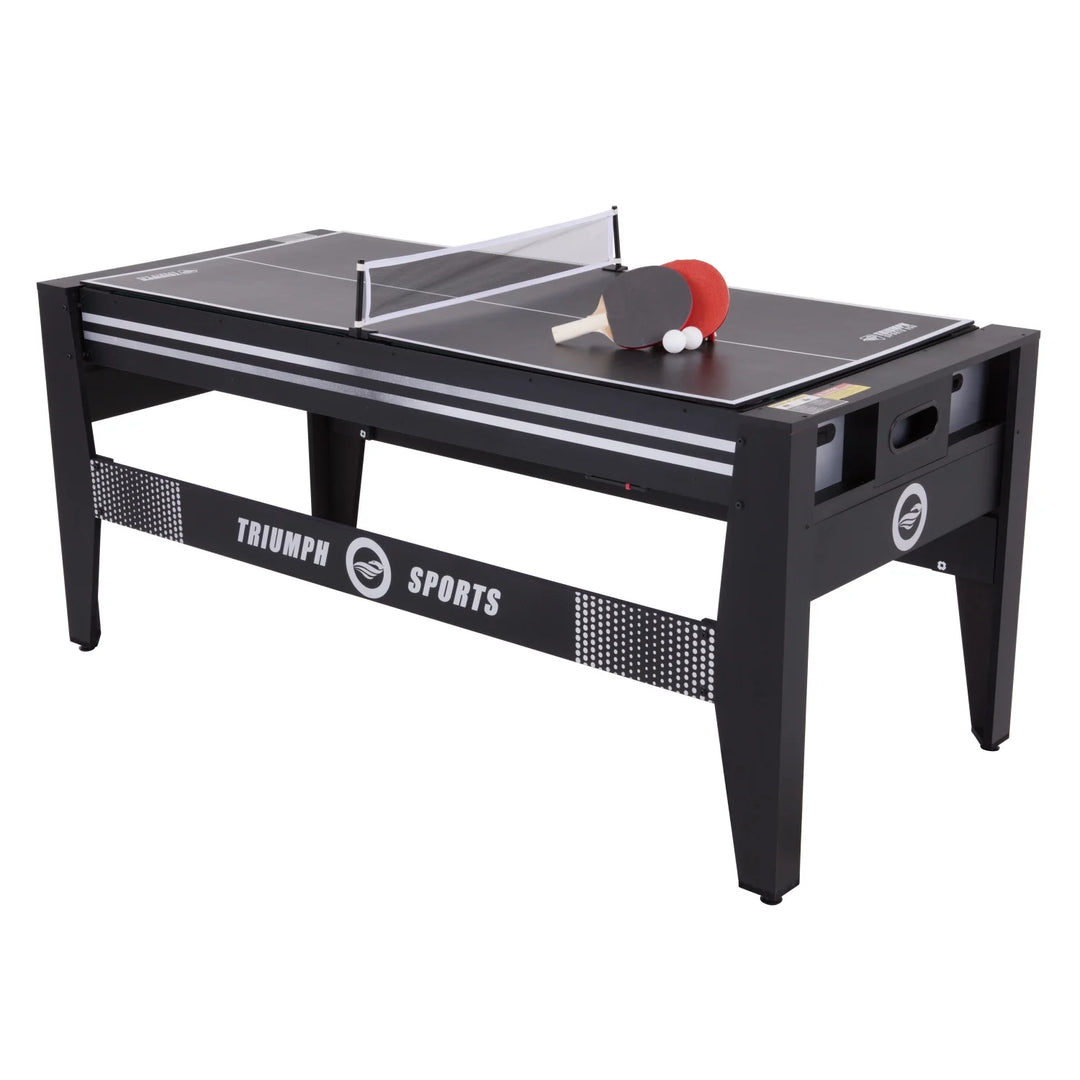 Triumph 72" 4 in 1 Multi-Game Swivel Table with Air-Powered Hockey, Table Tennis, Billiards, and Launch Football