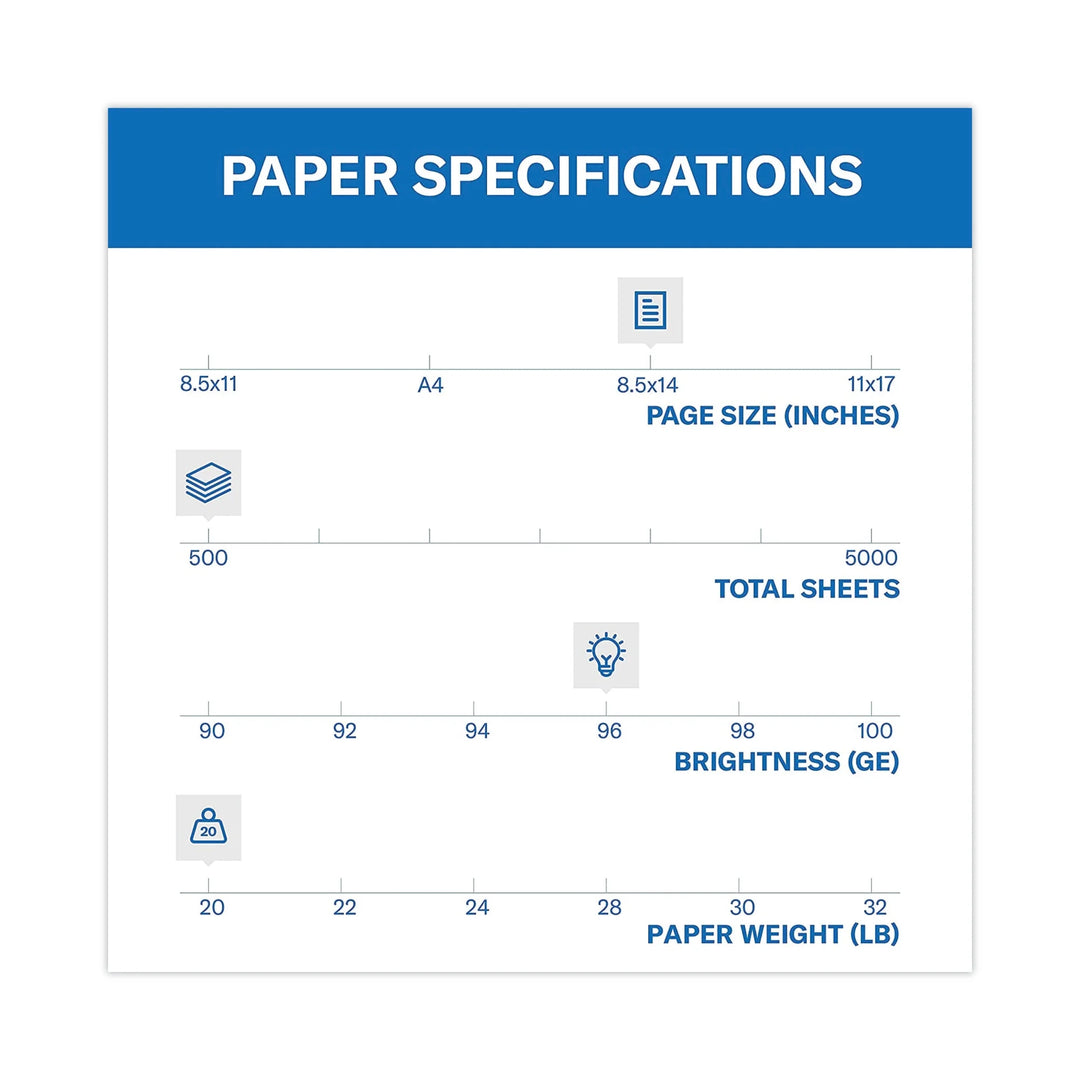 Printer Paper, 20Lb Fore Multipurpose, 8.5X14, White, 1 Ream, 500 Sheets