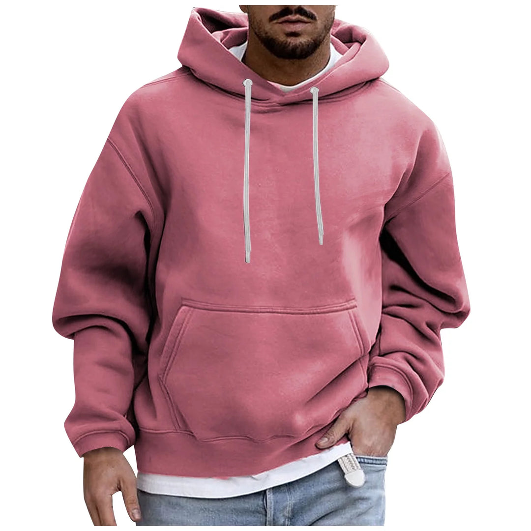 Pullover Sweaters for Men Pink Long Sleeve Drawstring Hooded Fleece Hoodies with Pocket Lightweight Casual Y2K Sweatshirts Funny for Teens Winter Sweater 3XL