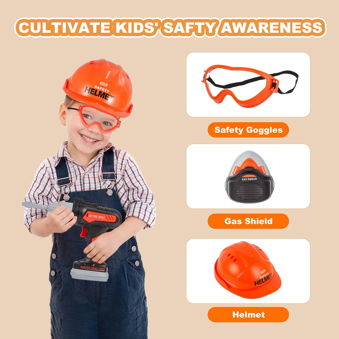 Payusd Kids Tool Set Kids Toys 32PCS Pretend Play Toddler Tool Toys with Electronic Toy Drill Set Construction Kits Toys Christmas Gift for Kids Ages 3-8 Years Old