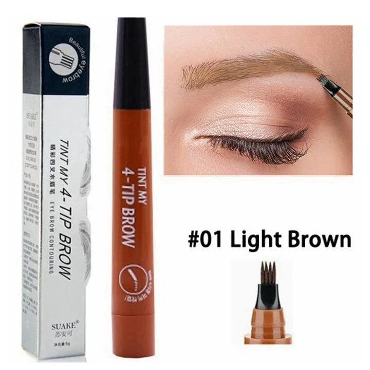 5 Color Eyebrow Pen Waterproof 4 Fork Tip Brows Tattoo Pencil Long Lasting Natural Dark Brown Liquid Eye Brow Pencil for Brazil