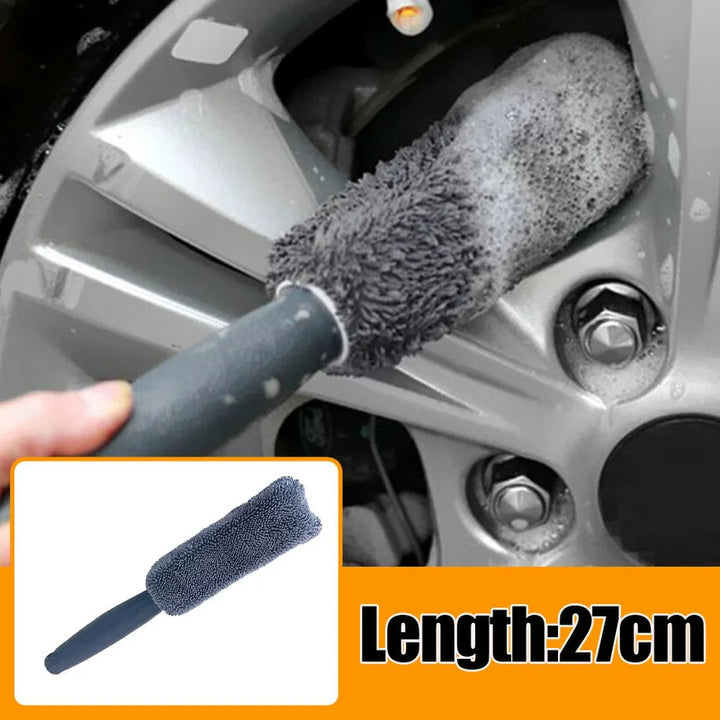 Microfiber Car Wash Brush for Detailing and Cleaning - Durable Tire Scrubber for Auto and Motorcycle - Gray