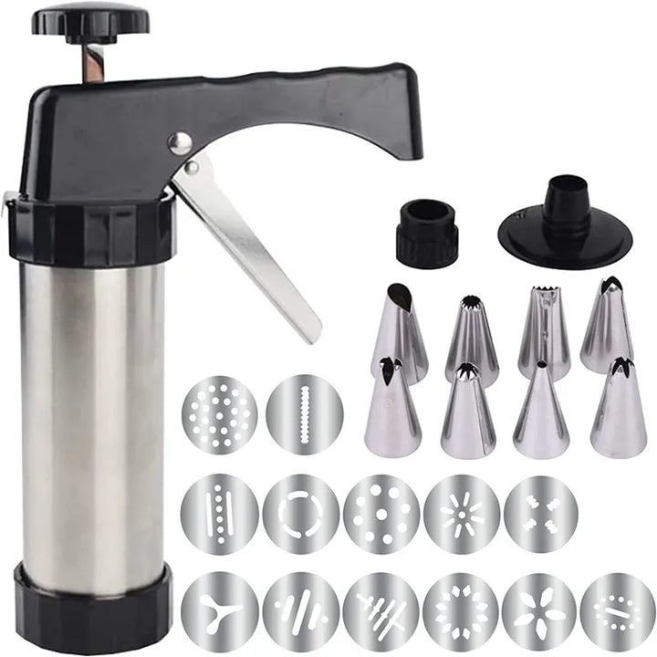 Stainless Steel Cake Cream Decorating Gun Sets Cookie Making Machine Nozzles Mold Pastry Syringe Extruder Kitchen Baking Tools